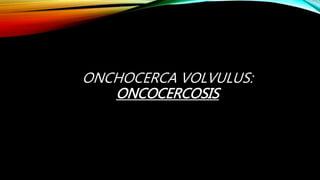 ONCHOCERCA VOLVULUS:
ONCOCERCOSIS
 
