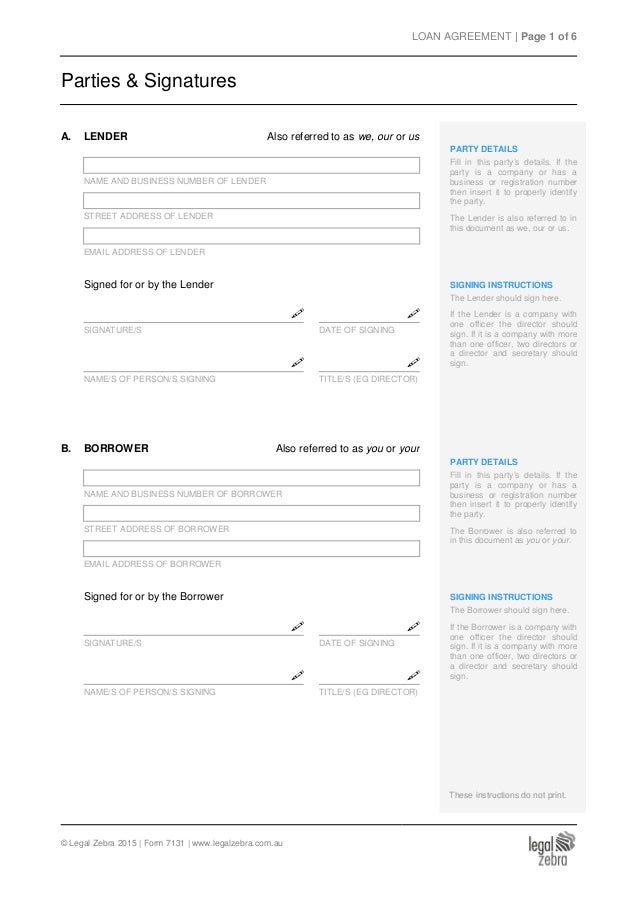 Free Simple Loan Agreement Template Australia