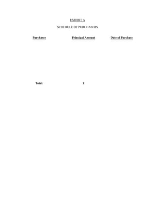 EXHIBIT A
SCHEDULE OF PURCHASERS
Purchaser Principal Amount Date of Purchase
Total: $
 
