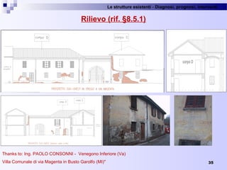 Le strutture esistenti - Diagnosi, prognosi, interventi 
35
Rilievo (rif. §8.5.1)
Thanks to: Ing. PAOLO CONSONNI -  Venegono Inferiore (Va)
Villa Comunale di via Magenta in Busto Garolfo (MI)"
 