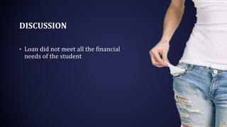 DISCUSSION
• Loan did not meet all the financial
needs of the student
 