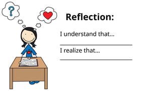 I understand that…
___________________________
I realize that…
___________________________
Reflection:
 