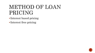 Interest based pricing
Interest free pricing
 