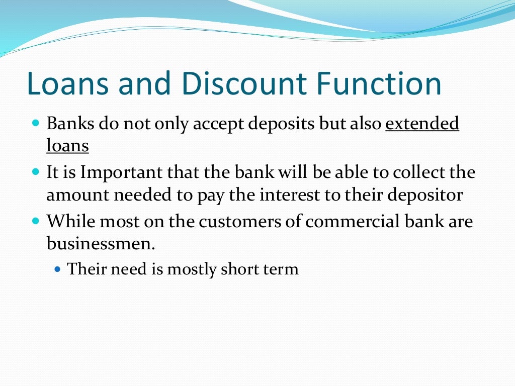 Loans and discount function (Book Money, Credit and Banking by Crist…