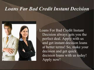 Loans For Bad Credit Instant Decision