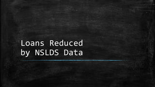Loans Reduced
by NSLDS Data
 