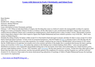 Loans With Interest In Early Christianity And Islam Essay | PPT