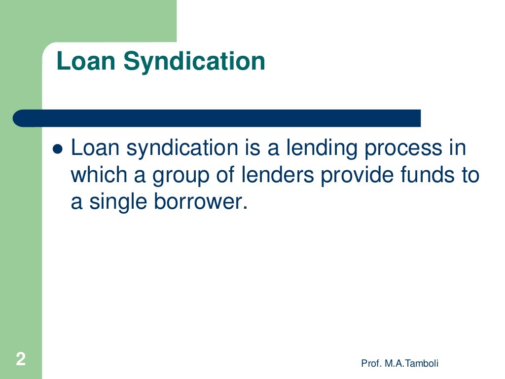 Loan syndication