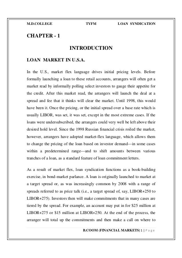 Loan syndication
