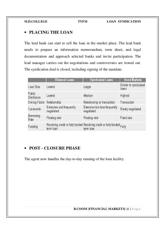 Loan syndication