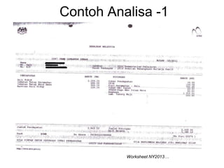 Contoh Analisa -1
Worksheet NY2013…
 