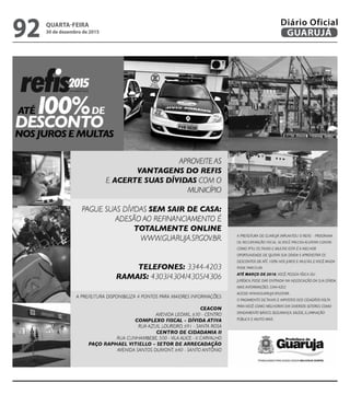 QUARTA-FEIRA
30 de dezembro de 2015
92 GUARUJÁ
Diário Oficial
 