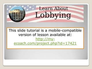 This slide tutorial is a mobile-compatible version of lesson available at: http://my-ecoach.com/project.php?id=17421 