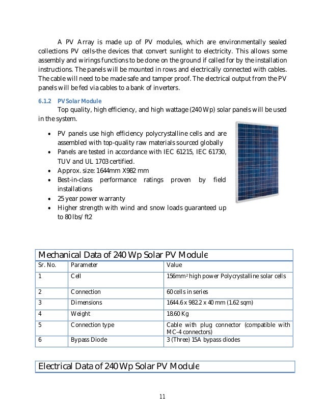 Lobel proposal for 1 mw crystalline pv solar power plant