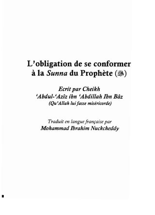 L'obligation de se conformer à la sunna du prophete muhammad