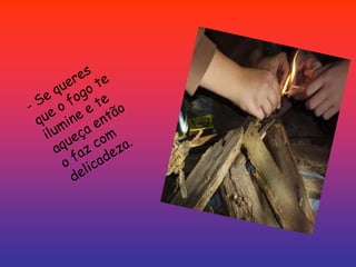 - Se queres que o fogo te ilumine e te aqueça então  o faz com delicadeza.
