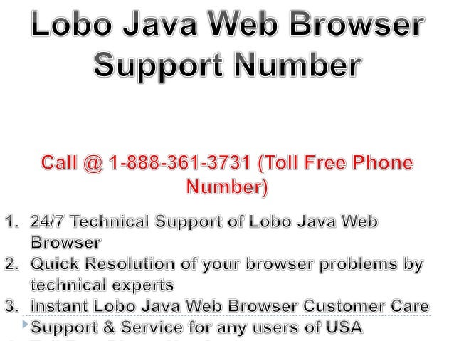 LOBO JAVA WEB Browser Customer Service 1 888 361 3731 California LOBO 