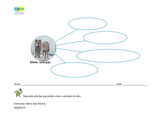 Efeito: extinção




Nome: _________________________________________________________________________Data: ___________________




       Descobre atitudes que podem evitar a extinção do lobo.


Formanda: Maria José Ramos
2009/2010
 