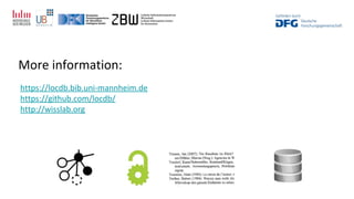 More information:
https://locdb.bib.uni-mannheim.de
https://github.com/locdb/
http://wisslab.org
 