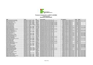 Processo de Seleção 2011.2 - ILHÉUS E JACOBINA
                                                                                               Locais de Prova
                                                                                         Modalidade SUBSEQUENTE

NOME                                     CURSO                                  RG            LOCAL DA PROVA                                     SALA    ENDEREÇO                                CIDADE     BAIRRO
DOUGLAS MONTALBAN ALVES GUERRA           SEGURANÇA DO TRABALHO - ILHÉUS         667538054     UNIVERSIDADE ESTADUAL DE SANTA CRUZ - UESC            43   RODOVIA ILHÉUS - ITABUNA BR 415 KM 16   ILHÉUS     RODOVIA ILHÉUS ITABUNA
DOUGLAS SANTANA SILVA DOS SANTOS         INFORMÁTICA - NOTURNO - JACOBINA       1406297500    CENTRO EDUCACIONAL DEOCLECIANO BARBOSA DE CASTRO      11   PRAÇA PRESIDENTE KENNEDY 200            JACOBINA   ESTACAO
DRIELLE DOS SANTOS CHAVES                SEGURANÇA DO TRABALHO - ILHÉUS         1167417402    UNIVERSIDADE ESTADUAL DE SANTA CRUZ - UESC            43   RODOVIA ILHÉUS - ITABUNA BR 415 KM 16   ILHÉUS     RODOVIA ILHÉUS ITABUNA
DUCILENE DIAS VIEIRA                     INFORMÁTICA - NOTURNO - JACOBINA       0948803797    CENTRO EDUCACIONAL DEOCLECIANO BARBOSA DE CASTRO      11   PRAÇA PRESIDENTE KENNEDY 200            JACOBINA   ESTACAO
DULCILENE VENTURA DO SANTOS              INFORMÁTICA - NOTURNO - JACOBINA       375937183     CENTRO EDUCACIONAL DEOCLECIANO BARBOSA DE CASTRO      11   PRAÇA PRESIDENTE KENNEDY 200            JACOBINA   ESTACAO
DYEGO RODRIGUES COSTA                    INFORMÁTICA - NOTURNO - JACOBINA       1405432101    CENTRO EDUCACIONAL DEOCLECIANO BARBOSA DE CASTRO      11   PRAÇA PRESIDENTE KENNEDY 200            JACOBINA   ESTACAO
DYOGO RODRIGUES COSTA                    INFORMÁTICA - NOTURNO - JACOBINA       1405428929    CENTRO EDUCACIONAL DEOCLECIANO BARBOSA DE CASTRO      11   PRAÇA PRESIDENTE KENNEDY 200            JACOBINA   ESTACAO
ED CARLOS SOUSA DA SILVA                 INFORMÁTICA - VESPERTINO - JACOBINA    1014983738    CENTRO EDUCACIONAL DEOCLECIANO BARBOSA DE CASTRO       2   PRAÇA PRESIDENTE KENNEDY 200            JACOBINA   ESTACAO
EDCARLOS ALMEIDA LINO                    INFORMÁTICA - ILHÉUS                   1012724727    UNIVERSIDADE ESTADUAL DE SANTA CRUZ - UESC             6   RODOVIA ILHÉUS - ITABUNA BR 415 KM 16   ILHÉUS     RODOVIA ILHÉUS ITABUNA
EDCLEOSON LOPES MACIEL                   INFORMÁTICA - NOTURNO - JACOBINA       1423766393    CENTRO EDUCACIONAL DEOCLECIANO BARBOSA DE CASTRO      11   PRAÇA PRESIDENTE KENNEDY 200            JACOBINA   ESTACAO
EDEILSON CARDOSO SILVA                   SEGURANÇA DO TRABALHO - ILHÉUS         0996419098    UNIVERSIDADE ESTADUAL DE SANTA CRUZ - UESC            43   RODOVIA ILHÉUS - ITABUNA BR 415 KM 16   ILHÉUS     RODOVIA ILHÉUS ITABUNA
EDEN RODRIGUES DOS REIS                  SEGURANÇA DO TRABALHO - ILHÉUS         1417116048    UNIVERSIDADE ESTADUAL DE SANTA CRUZ - UESC            43   RODOVIA ILHÉUS - ITABUNA BR 415 KM 16   ILHÉUS     RODOVIA ILHÉUS ITABUNA
EDENILSON LOPES MACIEL                   INFORMÁTICA - NOTURNO - JACOBINA       1401603882    CENTRO EDUCACIONAL DEOCLECIANO BARBOSA DE CASTRO      11   PRAÇA PRESIDENTE KENNEDY 200            JACOBINA   ESTACAO
EDENILSON PEREIRA DE SOUZA SANTOS        INFORMÁTICA - ILHÉUS                   763483770     UNIVERSIDADE ESTADUAL DE SANTA CRUZ - UESC             6   RODOVIA ILHÉUS - ITABUNA BR 415 KM 16   ILHÉUS     RODOVIA ILHÉUS ITABUNA
EDENILTON MOREIRA MELO                   INFORMÁTICA - NOTURNO - JACOBINA       1563859700    CENTRO EDUCACIONAL DEOCLECIANO BARBOSA DE CASTRO      11   PRAÇA PRESIDENTE KENNEDY 200            JACOBINA   ESTACAO
EDENIVALDO FERREIRA SILVA                INFORMÁTICA - ILHÉUS                   0214305511    UNIVERSIDADE ESTADUAL DE SANTA CRUZ - UESC             6   RODOVIA ILHÉUS - ITABUNA BR 415 KM 16   ILHÉUS     RODOVIA ILHÉUS ITABUNA
EDER ARGOLO DOS ANJOS MARTINS            SEGURANÇA DO TRABALHO - ILHÉUS         0954689780    UNIVERSIDADE ESTADUAL DE SANTA CRUZ - UESC            43   RODOVIA ILHÉUS - ITABUNA BR 415 KM 16   ILHÉUS     RODOVIA ILHÉUS ITABUNA
EDER DIAS DE ALMEIDA SILVA               INFORMÁTICA - NOTURNO - JACOBINA       1346504415    CENTRO EDUCACIONAL DEOCLECIANO BARBOSA DE CASTRO      11   PRAÇA PRESIDENTE KENNEDY 200            JACOBINA   ESTACAO
EDER ESTEVAM SANTOS                      INFORMÁTICA - ILHÉUS                   1279424591    UNIVERSIDADE ESTADUAL DE SANTA CRUZ - UESC             6   RODOVIA ILHÉUS - ITABUNA BR 415 KM 16   ILHÉUS     RODOVIA ILHÉUS ITABUNA
EDGAR CARDOSO DOS SANTOS                 SEGURANÇA DO TRABALHO - ILHÉUS         0250004623    UNIVERSIDADE ESTADUAL DE SANTA CRUZ - UESC            43   RODOVIA ILHÉUS - ITABUNA BR 415 KM 16   ILHÉUS     RODOVIA ILHÉUS ITABUNA
EDGAR MATOS FILHO                        SEGURANÇA DO TRABALHO - ILHÉUS         161545505     UNIVERSIDADE ESTADUAL DE SANTA CRUZ - UESC            43   RODOVIA ILHÉUS - ITABUNA BR 415 KM 16   ILHÉUS     RODOVIA ILHÉUS ITABUNA
EDGARD SANTOS COTIA DE SOUZA             SEGURANÇA DO TRABALHO - ILHÉUS         1517663555    UNIVERSIDADE ESTADUAL DE SANTA CRUZ - UESC            43   RODOVIA ILHÉUS - ITABUNA BR 415 KM 16   ILHÉUS     RODOVIA ILHÉUS ITABUNA
EDGLEIDSON MENEZES DE ANDRADE            SEGURANÇA DO TRABALHO - ILHÉUS         1456121804    UNIVERSIDADE ESTADUAL DE SANTA CRUZ - UESC            43   RODOVIA ILHÉUS - ITABUNA BR 415 KM 16   ILHÉUS     RODOVIA ILHÉUS ITABUNA
EDICLEA SILVA DOS SANTOS                 INFORMÁTICA - ILHÉUS                   1381337430    UNIVERSIDADE ESTADUAL DE SANTA CRUZ - UESC             6   RODOVIA ILHÉUS - ITABUNA BR 415 KM 16   ILHÉUS     RODOVIA ILHÉUS ITABUNA
EDIHERLE PEREIRA DE SOUZA CRUZ           INFORMÁTICA - NOTURNO - JACOBINA       0921605498    CENTRO EDUCACIONAL DEOCLECIANO BARBOSA DE CASTRO      11   PRAÇA PRESIDENTE KENNEDY 200            JACOBINA   ESTACAO
EDILANIA SILVA NASCIMENTO                INFORMÁTICA - ILHÉUS                   1206721111    UNIVERSIDADE ESTADUAL DE SANTA CRUZ - UESC             6   RODOVIA ILHÉUS - ITABUNA BR 415 KM 16   ILHÉUS     RODOVIA ILHÉUS ITABUNA
EDILEI MAECIO PEREIRA REIS               INFORMÁTICA - NOTURNO - JACOBINA       1539802817    CENTRO EDUCACIONAL DEOCLECIANO BARBOSA DE CASTRO      11   PRAÇA PRESIDENTE KENNEDY 200            JACOBINA   ESTACAO
EDILEIA SEBASTIANA OLIVEIRA DOS SANTOS   SEGURANÇA DO TRABALHO - ILHÉUS         1399984110    UNIVERSIDADE ESTADUAL DE SANTA CRUZ - UESC            43   RODOVIA ILHÉUS - ITABUNA BR 415 KM 16   ILHÉUS     RODOVIA ILHÉUS ITABUNA
EDILEIDE AMARAL SANTOS                   SEGURANÇA DO TRABALHO - ILHÉUS         0304888050    UNIVERSIDADE ESTADUAL DE SANTA CRUZ - UESC            43   RODOVIA ILHÉUS - ITABUNA BR 415 KM 16   ILHÉUS     RODOVIA ILHÉUS ITABUNA
EDILENO GOMES ALMEIDA                    INFORMÁTICA - NOTURNO - JACOBINA       1399002503    CENTRO EDUCACIONAL DEOCLECIANO BARBOSA DE CASTRO      11   PRAÇA PRESIDENTE KENNEDY 200            JACOBINA   ESTACAO
EDILEUSA MARIA RAMOS                     INFORMÁTICA - ILHÉUS                   1161765476    UNIVERSIDADE ESTADUAL DE SANTA CRUZ - UESC             6   RODOVIA ILHÉUS - ITABUNA BR 415 KM 16   ILHÉUS     RODOVIA ILHÉUS ITABUNA
EDILEUSA PAIXAO DA SILVA                 INFORMÁTICA - NOTURNO - JACOBINA       0901314102    CENTRO EDUCACIONAL DEOCLECIANO BARBOSA DE CASTRO      11   PRAÇA PRESIDENTE KENNEDY 200            JACOBINA   ESTACAO
EDILEUSAJESUSDOSSANTOS                   INFORMÁTICA - NOTURNO - JACOBINA       87042669      CENTRO EDUCACIONAL DEOCLECIANO BARBOSA DE CASTRO      11   PRAÇA PRESIDENTE KENNEDY 200            JACOBINA   ESTACAO
EDILEUZA FERREIRA DOS SANTOS SILVA       INFORMÁTICA - ILHÉUS                   0870694740    UNIVERSIDADE ESTADUAL DE SANTA CRUZ - UESC             6   RODOVIA ILHÉUS - ITABUNA BR 415 KM 16   ILHÉUS     RODOVIA ILHÉUS ITABUNA
EDILEUZA OLIVEIRA SANTANA                INFORMÁTICA - NOTURNO - JACOBINA       06838660798   CENTRO EDUCACIONAL DEOCLECIANO BARBOSA DE CASTRO      11   PRAÇA PRESIDENTE KENNEDY 200            JACOBINA   ESTACAO
ÉDILLA SANTIAGO NASCIMENTO               SEGURANÇA DO TRABALHO - ILHÉUS         0976247135    UNIVERSIDADE ESTADUAL DE SANTA CRUZ - UESC            43   RODOVIA ILHÉUS - ITABUNA BR 415 KM 16   ILHÉUS     RODOVIA ILHÉUS ITABUNA
EDILMA SANTOS                            SEGURANÇA DO TRABALHO - ILHÉUS         0587937718    UNIVERSIDADE ESTADUAL DE SANTA CRUZ - UESC            43   RODOVIA ILHÉUS - ITABUNA BR 415 KM 16   ILHÉUS     RODOVIA ILHÉUS ITABUNA
EDILMA SOUSA SANTOS DA CRUZ              SEGURANÇA DO TRABALHO - ILHÉUS         0495625418    UNIVERSIDADE ESTADUAL DE SANTA CRUZ - UESC            43   RODOVIA ILHÉUS - ITABUNA BR 415 KM 16   ILHÉUS     RODOVIA ILHÉUS ITABUNA
EDILSON PERREIRA DORMUNDO                INFORMÁTICA - ILHÉUS                   0794429351    UNIVERSIDADE ESTADUAL DE SANTA CRUZ - UESC             6   RODOVIA ILHÉUS - ITABUNA BR 415 KM 16   ILHÉUS     RODOVIA ILHÉUS ITABUNA
EDILSON SANTANA DE SOUZA                 INFORMÁTICA - ILHÉUS                   0827560664    UNIVERSIDADE ESTADUAL DE SANTA CRUZ - UESC             6   RODOVIA ILHÉUS - ITABUNA BR 415 KM 16   ILHÉUS     RODOVIA ILHÉUS ITABUNA
EDILTON CESAR PEREIRA COSTA              SEGURANÇA DO TRABALHO - ILHÉUS         0349744157    UNIVERSIDADE ESTADUAL DE SANTA CRUZ - UESC            43   RODOVIA ILHÉUS - ITABUNA BR 415 KM 16   ILHÉUS     RODOVIA ILHÉUS ITABUNA
EDIMAURA ANDRADE MAIA DE LIMA            INFORMÁTICA - VESPERTINO - JACOBINA    1274209757    CENTRO EDUCACIONAL DEOCLECIANO BARBOSA DE CASTRO       2   PRAÇA PRESIDENTE KENNEDY 200            JACOBINA   ESTACAO
EDINAILDES DE JESUS NASCIMENTO           SEGURANÇA DO TRABALHO - ILHÉUS         367480517     UNIVERSIDADE ESTADUAL DE SANTA CRUZ - UESC            43   RODOVIA ILHÉUS - ITABUNA BR 415 KM 16   ILHÉUS     RODOVIA ILHÉUS ITABUNA
EDINALVA NASCIMENTO DE JESUS             INFORMÁTICA - VESPERTINO - JACOBINA    936952415     CENTRO EDUCACIONAL DEOCLECIANO BARBOSA DE CASTRO       2   PRAÇA PRESIDENTE KENNEDY 200            JACOBINA   ESTACAO
EDINEI GOMES DOS SANTOS                  SEGURANÇA DO TRABALHO - ILHÉUS         1296415619    UNIVERSIDADE ESTADUAL DE SANTA CRUZ - UESC            43   RODOVIA ILHÉUS - ITABUNA BR 415 KM 16   ILHÉUS     RODOVIA ILHÉUS ITABUNA
EDINILSON SILVA ALELUIA                  INFORMÁTICA - ILHÉUS                   0404988326    UNIVERSIDADE ESTADUAL DE SANTA CRUZ - UESC             6   RODOVIA ILHÉUS - ITABUNA BR 415 KM 16   ILHÉUS     RODOVIA ILHÉUS ITABUNA
EDISON ALUIZIO CAMPELO BARBOSA           INFORMÁTICA - ILHÉUS                   3211876       UNIVERSIDADE ESTADUAL DE SANTA CRUZ - UESC             6   RODOVIA ILHÉUS - ITABUNA BR 415 KM 16   ILHÉUS     RODOVIA ILHÉUS ITABUNA
EDIVAN BRITO RIBEIRO                     INFORMÁTICA - ILHÉUS                   680565833     UNIVERSIDADE ESTADUAL DE SANTA CRUZ - UESC             6   RODOVIA ILHÉUS - ITABUNA BR 415 KM 16   ILHÉUS     RODOVIA ILHÉUS ITABUNA
EDJANE BARRETO DA SILVA                  SEGURANÇA DO TRABALHO - ILHÉUS         0248160273    UNIVERSIDADE ESTADUAL DE SANTA CRUZ - UESC            43   RODOVIA ILHÉUS - ITABUNA BR 415 KM 16   ILHÉUS     RODOVIA ILHÉUS ITABUNA
EDJANE FLAVIANE LIMA DE ALENCAR          INFORMÁTICA - ILHÉUS                   002257106     UNIVERSIDADE ESTADUAL DE SANTA CRUZ - UESC             6   RODOVIA ILHÉUS - ITABUNA BR 415 KM 16   ILHÉUS     RODOVIA ILHÉUS ITABUNA
EDLEIDE DOS SANTOS NEVES                 SEGURANÇA DO TRABALHO - ILHÉUS         0734909543    UNIVERSIDADE ESTADUAL DE SANTA CRUZ - UESC            43   RODOVIA ILHÉUS - ITABUNA BR 415 KM 16   ILHÉUS     RODOVIA ILHÉUS ITABUNA
EDMILSON ALVES DOS SANTOS                SEGURANÇA DO TRABALHO - ILHÉUS         1438304579    UNIVERSIDADE ESTADUAL DE SANTA CRUZ - UESC            43   RODOVIA ILHÉUS - ITABUNA BR 415 KM 16   ILHÉUS     RODOVIA ILHÉUS ITABUNA
EDMILSON DAMIAO OLIVEIRA DOS SANTOS      SEGURANÇA DO TRABALHO - ILHÉUS         322923434     UNIVERSIDADE ESTADUAL DE SANTA CRUZ - UESC            43   RODOVIA ILHÉUS - ITABUNA BR 415 KM 16   ILHÉUS     RODOVIA ILHÉUS ITABUNA
EDMILSON JOSÉ COSTA DA SILVA             SEGURANÇA DO TRABALHO - ILHÉUS         1127665367    UNIVERSIDADE ESTADUAL DE SANTA CRUZ - UESC            43   RODOVIA ILHÉUS - ITABUNA BR 415 KM 16   ILHÉUS     RODOVIA ILHÉUS ITABUNA




                                                                                                          Página 22 de 89
 