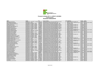 Processo de Seleção 2011.2 - ILHÉUS E JACOBINA
                                                                                            Locais de Prova
                                                                                      Modalidade SUBSEQUENTE

NOME                                  CURSO                                  RG            LOCAL DA PROVA                                     SALA    ENDEREÇO                                CIDADE     BAIRRO
LEISLIANE ALVES BATISTA               INFORMÁTICA - VESPERTINO - JACOBINA    1456121472    CENTRO EDUCACIONAL DEOCLECIANO BARBOSA DE CASTRO       4   PRAÇA PRESIDENTE KENNEDY 200            JACOBINA   ESTACAO
LENE BARBOSA DOS SANTOS               INFORMÁTICA - ILHÉUS                   0834645653    UNIVERSIDADE ESTADUAL DE SANTA CRUZ - UESC            15   RODOVIA ILHÉUS - ITABUNA BR 415 KM 16   ILHÉUS     RODOVIA ILHÉUS ITABUNA
LENILTON ARTUR DOS SANTOS             SEGURANÇA DO TRABALHO - ILHÉUS         1397221305    CENTRO ESTADUAL DE EDUCAÇÃO PROFISSIONAL - CEEP        4   AVENIDA ACM 755                         ILHÉUS     MALHADO
LENISE CRISTINA PAES DOS SANTOS       SEGURANÇA DO TRABALHO - ILHÉUS         0888513542    CENTRO ESTADUAL DE EDUCAÇÃO PROFISSIONAL - CEEP        4   AVENIDA ACM 755                         ILHÉUS     MALHADO
LEOMARA SANTOS SILVA                  INFORMÁTICA - NOTURNO - JACOBINA       1441702563    CENTRO EDUCACIONAL DEOCLECIANO BARBOSA DE CASTRO      17   PRAÇA PRESIDENTE KENNEDY 200            JACOBINA   ESTACAO
LEON CARDOSO DA SILVA                 INFORMÁTICA - NOTURNO - JACOBINA       1328985946    CENTRO EDUCACIONAL DEOCLECIANO BARBOSA DE CASTRO      17   PRAÇA PRESIDENTE KENNEDY 200            JACOBINA   ESTACAO
LEONARDO ALVES PEREIRA DE DEUS        SEGURANÇA DO TRABALHO - ILHÉUS         1113662328    CENTRO ESTADUAL DE EDUCAÇÃO PROFISSIONAL - CEEP        4   AVENIDA ACM 755                         ILHÉUS     MALHADO
LEONARDO BARROS SENTO SE              INFORMÁTICA - NOTURNO - JACOBINA       0844950815    CENTRO EDUCACIONAL DEOCLECIANO BARBOSA DE CASTRO      17   PRAÇA PRESIDENTE KENNEDY 200            JACOBINA   ESTACAO
LEONARDO BRITO DA SILVA               INFORMÁTICA - NOTURNO - JACOBINA       1288962215    CENTRO EDUCACIONAL DEOCLECIANO BARBOSA DE CASTRO      17   PRAÇA PRESIDENTE KENNEDY 200            JACOBINA   ESTACAO
LEONARDO CALAZANS MELGAÇO             SEGURANÇA DO TRABALHO - ILHÉUS         1418791490    CENTRO ESTADUAL DE EDUCAÇÃO PROFISSIONAL - CEEP        4   AVENIDA ACM 755                         ILHÉUS     MALHADO
LEONARDO CAMPOS DA CRUZ               INFORMÁTICA - NOTURNO - JACOBINA       1464330417    CENTRO EDUCACIONAL DEOCLECIANO BARBOSA DE CASTRO      17   PRAÇA PRESIDENTE KENNEDY 200            JACOBINA   ESTACAO
LEONARDO CERQUEIRA LIMA               INFORMÁTICA - ILHÉUS                   1200319737    UNIVERSIDADE ESTADUAL DE SANTA CRUZ - UESC            15   RODOVIA ILHÉUS - ITABUNA BR 415 KM 16   ILHÉUS     RODOVIA ILHÉUS ITABUNA
LEONARDO CONCEIÇÃO RIBEIRO            INFORMÁTICA - VESPERTINO - JACOBINA    1549124250    CENTRO EDUCACIONAL DEOCLECIANO BARBOSA DE CASTRO       4   PRAÇA PRESIDENTE KENNEDY 200            JACOBINA   ESTACAO
LEONARDO CRUZ DE CARVALHO             SEGURANÇA DO TRABALHO - ILHÉUS         1345904142    CENTRO ESTADUAL DE EDUCAÇÃO PROFISSIONAL - CEEP        4   AVENIDA ACM 755                         ILHÉUS     MALHADO
LEONARDO DA SILVA ALMEIDA             INFORMÁTICA - ILHÉUS                   1361999926    UNIVERSIDADE ESTADUAL DE SANTA CRUZ - UESC            15   RODOVIA ILHÉUS - ITABUNA BR 415 KM 16   ILHÉUS     RODOVIA ILHÉUS ITABUNA
LEONARDO DA SILVA SANTANA             SEGURANÇA DO TRABALHO - ILHÉUS         1209516730    CENTRO ESTADUAL DE EDUCAÇÃO PROFISSIONAL - CEEP        4   AVENIDA ACM 755                         ILHÉUS     MALHADO
LEONARDO DE MELO FARIAS               SEGURANÇA DO TRABALHO - ILHÉUS         0844868132    CENTRO ESTADUAL DE EDUCAÇÃO PROFISSIONAL - CEEP        4   AVENIDA ACM 755                         ILHÉUS     MALHADO
LEONARDO DOS SANTOS PATURI            INFORMÁTICA - VESPERTINO - JACOBINA    1439271755    CENTRO EDUCACIONAL DEOCLECIANO BARBOSA DE CASTRO       4   PRAÇA PRESIDENTE KENNEDY 200            JACOBINA   ESTACAO
LEONARDO DOS SANTOS REIS              SEGURANÇA DO TRABALHO - ILHÉUS         1315377179    CENTRO ESTADUAL DE EDUCAÇÃO PROFISSIONAL - CEEP        4   AVENIDA ACM 755                         ILHÉUS     MALHADO
LEONARDO DOS SANTOS VELOSO VIANNA     SEGURANÇA DO TRABALHO - ILHÉUS         0974217824    CENTRO ESTADUAL DE EDUCAÇÃO PROFISSIONAL - CEEP        4   AVENIDA ACM 755                         ILHÉUS     MALHADO
LEONARDO FRAGA DA SILVA OLIVEIRA      SEGURANÇA DO TRABALHO - ILHÉUS         888644809     CENTRO ESTADUAL DE EDUCAÇÃO PROFISSIONAL - CEEP        4   AVENIDA ACM 755                         ILHÉUS     MALHADO
LEONARDO FRANCISCO DOS SANTOS NETO    SEGURANÇA DO TRABALHO - ILHÉUS         0954176804    CENTRO ESTADUAL DE EDUCAÇÃO PROFISSIONAL - CEEP        4   AVENIDA ACM 755                         ILHÉUS     MALHADO
LEONARDO LINO CARVALHO                INFORMÁTICA - NOTURNO - JACOBINA       1401556353    CENTRO EDUCACIONAL DEOCLECIANO BARBOSA DE CASTRO      17   PRAÇA PRESIDENTE KENNEDY 200            JACOBINA   ESTACAO
LEONARDO MARINHO CAPISTRANO SILVA     INFORMÁTICA - ILHÉUS                   0663388678    UNIVERSIDADE ESTADUAL DE SANTA CRUZ - UESC            15   RODOVIA ILHÉUS - ITABUNA BR 415 KM 16   ILHÉUS     RODOVIA ILHÉUS ITABUNA
LEONARDO OLIVEIRA LEMOS               SEGURANÇA DO TRABALHO - ILHÉUS         0972143610    CENTRO ESTADUAL DE EDUCAÇÃO PROFISSIONAL - CEEP        4   AVENIDA ACM 755                         ILHÉUS     MALHADO
LEONARDO RAMALHO DOS SANTOS MENEZES   INFORMÁTICA - ILHÉUS                   1421087901    UNIVERSIDADE ESTADUAL DE SANTA CRUZ - UESC            15   RODOVIA ILHÉUS - ITABUNA BR 415 KM 16   ILHÉUS     RODOVIA ILHÉUS ITABUNA
LEONARDO RIOS ARAÏ¿½JO                INFORMÁTICA - NOTURNO - JACOBINA       1412141125    CENTRO EDUCACIONAL DEOCLECIANO BARBOSA DE CASTRO      17   PRAÇA PRESIDENTE KENNEDY 200            JACOBINA   ESTACAO
LEONARDO TEÓFILO DA SILVA SANTOS      SEGURANÇA DO TRABALHO - ILHÉUS         1406032204    CENTRO ESTADUAL DE EDUCAÇÃO PROFISSIONAL - CEEP        4   AVENIDA ACM 755                         ILHÉUS     MALHADO
LEÔNCIO DO CARMO CONCEIÇÃO            SEGURANÇA DO TRABALHO - ILHÉUS         5777194       CENTRO ESTADUAL DE EDUCAÇÃO PROFISSIONAL - CEEP        4   AVENIDA ACM 755                         ILHÉUS     MALHADO
LEONIA CARVALHO DE MELO SILVA         INFORMÁTICA - NOTURNO - JACOBINA       1127432699    CENTRO EDUCACIONAL DEOCLECIANO BARBOSA DE CASTRO      17   PRAÇA PRESIDENTE KENNEDY 200            JACOBINA   ESTACAO
LETÍCIA DE OLIVEIRA SOUZA SANTOS      INFORMÁTICA - ILHÉUS                   1478754630    UNIVERSIDADE ESTADUAL DE SANTA CRUZ - UESC            15   RODOVIA ILHÉUS - ITABUNA BR 415 KM 16   ILHÉUS     RODOVIA ILHÉUS ITABUNA
LETICIA FONSECA SANTOS                SEGURANÇA DO TRABALHO - ILHÉUS         1475434286    CENTRO ESTADUAL DE EDUCAÇÃO PROFISSIONAL - CEEP        4   AVENIDA ACM 755                         ILHÉUS     MALHADO
LETICIA INHO DE SANTANA               INFORMÁTICA - ILHÉUS                   1393332668    UNIVERSIDADE ESTADUAL DE SANTA CRUZ - UESC            15   RODOVIA ILHÉUS - ITABUNA BR 415 KM 16   ILHÉUS     RODOVIA ILHÉUS ITABUNA
LETICIA MAGALHAES LYRA                SEGURANÇA DO TRABALHO - ILHÉUS         0582242703    CENTRO ESTADUAL DE EDUCAÇÃO PROFISSIONAL - CEEP        4   AVENIDA ACM 755                         ILHÉUS     MALHADO
LETÍCIA NASCIMENTO DO AMOR DIVINO     SEGURANÇA DO TRABALHO - ILHÉUS         1132953839    CENTRO ESTADUAL DE EDUCAÇÃO PROFISSIONAL - CEEP        4   AVENIDA ACM 755                         ILHÉUS     MALHADO
LETICIA OLIVEIRA DOS SANTOS           SEGURANÇA DO TRABALHO - ILHÉUS         1207583855    CENTRO ESTADUAL DE EDUCAÇÃO PROFISSIONAL - CEEP        4   AVENIDA ACM 755                         ILHÉUS     MALHADO
LETICIA SANTOS BASTOS                 INFORMÁTICA - NOTURNO - JACOBINA       0722844808    CENTRO EDUCACIONAL DEOCLECIANO BARBOSA DE CASTRO      17   PRAÇA PRESIDENTE KENNEDY 200            JACOBINA   ESTACAO
LETÍCIA SANTOS RODRIGUES              INFORMÁTICA - ILHÉUS                   1368445292    UNIVERSIDADE ESTADUAL DE SANTA CRUZ - UESC            15   RODOVIA ILHÉUS - ITABUNA BR 415 KM 16   ILHÉUS     RODOVIA ILHÉUS ITABUNA
LETÍCIA SANTOS SOUZA                  SEGURANÇA DO TRABALHO - ILHÉUS         84370785553   CENTRO ESTADUAL DE EDUCAÇÃO PROFISSIONAL - CEEP        4   AVENIDA ACM 755                         ILHÉUS     MALHADO
LETICIA SILVA MAGALHÃES               INFORMÁTICA - VESPERTINO - JACOBINA    1411968409    CENTRO EDUCACIONAL DEOCLECIANO BARBOSA DE CASTRO       4   PRAÇA PRESIDENTE KENNEDY 200            JACOBINA   ESTACAO
LEVISSON MOTA SANTOS                  INFORMÁTICA - ILHÉUS                   1133025170    UNIVERSIDADE ESTADUAL DE SANTA CRUZ - UESC            15   RODOVIA ILHÉUS - ITABUNA BR 415 KM 16   ILHÉUS     RODOVIA ILHÉUS ITABUNA
LIBIA SANTOS BEZERRA                  INFORMÁTICA - ILHÉUS                   0985866292    UNIVERSIDADE ESTADUAL DE SANTA CRUZ - UESC            15   RODOVIA ILHÉUS - ITABUNA BR 415 KM 16   ILHÉUS     RODOVIA ILHÉUS ITABUNA
LICELIA LOPES DOS SANTOS              INFORMÁTICA - NOTURNO - JACOBINA       14805392      CENTRO EDUCACIONAL DEOCLECIANO BARBOSA DE CASTRO      17   PRAÇA PRESIDENTE KENNEDY 200            JACOBINA   ESTACAO
LICIA CARLA BATISTA DOS SANTOS        SEGURANÇA DO TRABALHO - ILHÉUS         565181700     CENTRO ESTADUAL DE EDUCAÇÃO PROFISSIONAL - CEEP        4   AVENIDA ACM 755                         ILHÉUS     MALHADO
LIDIA REJANE MAGALHÃES DE OLIVEIRA    SEGURANÇA DO TRABALHO - ILHÉUS         0702515680    CENTRO ESTADUAL DE EDUCAÇÃO PROFISSIONAL - CEEP        4   AVENIDA ACM 755                         ILHÉUS     MALHADO
LIDIANE BARNABÉ DOS SANTOS            SEGURANÇA DO TRABALHO - ILHÉUS         1587076993    CENTRO ESTADUAL DE EDUCAÇÃO PROFISSIONAL - CEEP        4   AVENIDA ACM 755                         ILHÉUS     MALHADO
LIDIANE MACHADO DE ARAÚJO             SEGURANÇA DO TRABALHO - ILHÉUS         0801875790    CENTRO ESTADUAL DE EDUCAÇÃO PROFISSIONAL - CEEP        4   AVENIDA ACM 755                         ILHÉUS     MALHADO
LIDIANE SILVA JESUS DE GOIS           SEGURANÇA DO TRABALHO - ILHÉUS         0950179418    CENTRO ESTADUAL DE EDUCAÇÃO PROFISSIONAL - CEEP        4   AVENIDA ACM 755                         ILHÉUS     MALHADO
LIDIANE SILVA SANTOS                  INFORMÁTICA - NOTURNO - JACOBINA       1507362315    CENTRO EDUCACIONAL DEOCLECIANO BARBOSA DE CASTRO      17   PRAÇA PRESIDENTE KENNEDY 200            JACOBINA   ESTACAO
LILIAN ALVES DE OLIVEIRA              SEGURANÇA DO TRABALHO - ILHÉUS         0705991733    CENTRO ESTADUAL DE EDUCAÇÃO PROFISSIONAL - CEEP        4   AVENIDA ACM 755                         ILHÉUS     MALHADO
LILIAN BATISTA DOS SANTOS             SEGURANÇA DO TRABALHO - ILHÉUS         0911682953    CENTRO ESTADUAL DE EDUCAÇÃO PROFISSIONAL - CEEP        4   AVENIDA ACM 755                         ILHÉUS     MALHADO
LILIAN DOS SANTOS MOURA               SEGURANÇA DO TRABALHO - ILHÉUS         1171256957    CENTRO ESTADUAL DE EDUCAÇÃO PROFISSIONAL - CEEP        4   AVENIDA ACM 755                         ILHÉUS     MALHADO
LILIAN MOTA                           INFORMÁTICA - VESPERTINO - JACOBINA    2031923463    CENTRO EDUCACIONAL DEOCLECIANO BARBOSA DE CASTRO       4   PRAÇA PRESIDENTE KENNEDY 200            JACOBINA   ESTACAO
LILIAN PRISCILLA COSTA MOTA           SEGURANÇA DO TRABALHO - ILHÉUS         0671796577    CENTRO ESTADUAL DE EDUCAÇÃO PROFISSIONAL - CEEP        4   AVENIDA ACM 755                         ILHÉUS     MALHADO




                                                                                                       Página 50 de 89
 