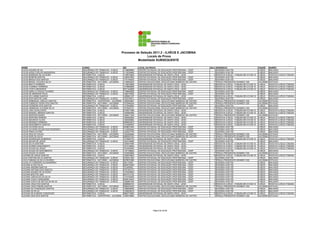 Processo de Seleção 2011.2 - ILHÉUS E JACOBINA
                                                                                          Locais de Prova
                                                                                    Modalidade SUBSEQUENTE

NOME                                CURSO                                  RG           LOCAL DA PROVA                                     SALA    ENDEREÇO                                CIDADE     BAIRRO
LUCAS AQUINO DE SA                  SEGURANÇA DO TRABALHO - ILHÉUS         1148689990   CENTRO ESTADUAL DE EDUCAÇÃO PROFISSIONAL - CEEP        5   AVENIDA ACM 755                         ILHÉUS     MALHADO
LUCAS ASSIS COELHO MADUREIRA        SEGURANÇA DO TRABALHO - ILHÉUS         1116336480   CENTRO ESTADUAL DE EDUCAÇÃO PROFISSIONAL - CEEP        5   AVENIDA ACM 755                         ILHÉUS     MALHADO
LUCAS BARBOSA DE OLIVEIRA           INFORMÁTICA - ILHÉUS                   1160010625   UNIVERSIDADE ESTADUAL DE SANTA CRUZ - UESC            15   RODOVIA ILHÉUS - ITABUNA BR 415 KM 16   ILHÉUS     RODOVIA ILHÉUS ITABUNA
LUCAS BOMFIM SANTOS                 SEGURANÇA DO TRABALHO - ILHÉUS         1362447854   CENTRO ESTADUAL DE EDUCAÇÃO PROFISSIONAL - CEEP        5   AVENIDA ACM 755                         ILHÉUS     MALHADO
LUCAS BRAGA DOS SANTOS              SEGURANÇA DO TRABALHO - ILHÉUS         1191783030   CENTRO ESTADUAL DE EDUCAÇÃO PROFISSIONAL - CEEP        5   AVENIDA ACM 755                         ILHÉUS     MALHADO
LUCAS BRASIL GOUVEIA SILVA          INFORMÁTICA - NOTURNO - JACOBINA       1165653222   CENTRO EDUCACIONAL DEOCLECIANO BARBOSA DE CASTRO      17   PRAÇA PRESIDENTE KENNEDY 200            JACOBINA   ESTACAO
LUCAS BRITO FERREIRA                INFORMÁTICA - ILHÉUS                   1136233806   UNIVERSIDADE ESTADUAL DE SANTA CRUZ - UESC            15   RODOVIA ILHÉUS - ITABUNA BR 415 KM 16   ILHÉUS     RODOVIA ILHÉUS ITABUNA
LUCAS CORREIA FERREIRA              INFORMÁTICA - ILHÉUS                   1478668989   UNIVERSIDADE ESTADUAL DE SANTA CRUZ - UESC            15   RODOVIA ILHÉUS - ITABUNA BR 415 KM 16   ILHÉUS     RODOVIA ILHÉUS ITABUNA
LUCAS COSTA MEDEIROS                INFORMÁTICA - ILHÉUS                   0971340668   UNIVERSIDADE ESTADUAL DE SANTA CRUZ - UESC            15   RODOVIA ILHÉUS - ITABUNA BR 415 KM 16   ILHÉUS     RODOVIA ILHÉUS ITABUNA
LUCAS DANILLO SOUZA TAVARES         SEGURANÇA DO TRABALHO - ILHÉUS         1189848295   CENTRO ESTADUAL DE EDUCAÇÃO PROFISSIONAL - CEEP        5   AVENIDA ACM 755                         ILHÉUS     MALHADO
LUCAS DE ANDRADE PAIVA              SEGURANÇA DO TRABALHO - ILHÉUS         1480733520   CENTRO ESTADUAL DE EDUCAÇÃO PROFISSIONAL - CEEP        5   AVENIDA ACM 755                         ILHÉUS     MALHADO
LUCAS DO CARMO SANTOS               INFORMÁTICA - ILHÉUS                   1295891107   UNIVERSIDADE ESTADUAL DE SANTA CRUZ - UESC            15   RODOVIA ILHÉUS - ITABUNA BR 415 KM 16   ILHÉUS     RODOVIA ILHÉUS ITABUNA
LUCAS DOS SANTOS LUNA               SEGURANÇA DO TRABALHO - ILHÉUS         1323728511   CENTRO ESTADUAL DE EDUCAÇÃO PROFISSIONAL - CEEP        5   AVENIDA ACM 755                         ILHÉUS     MALHADO
LUCAS EMMANUEL ARAUJO SANTOS        INFORMÁTICA - VESPERTINO - JACOBINA    1483544087   CENTRO EDUCACIONAL DEOCLECIANO BARBOSA DE CASTRO       4   PRAÇA PRESIDENTE KENNEDY 200            JACOBINA   ESTACAO
LUCAS FABRICIO VIEIRA DOS SANTOS    INFORMÁTICA - NOTURNO - JACOBINA       1572946334   CENTRO EDUCACIONAL DEOCLECIANO BARBOSA DE CASTRO      17   PRAÇA PRESIDENTE KENNEDY 200            JACOBINA   ESTACAO
LUCAS FERREIRA DOS SANTOS           SEGURANÇA DO TRABALHO - ILHÉUS         1310448264   CENTRO ESTADUAL DE EDUCAÇÃO PROFISSIONAL - CEEP        5   AVENIDA ACM 755                         ILHÉUS     MALHADO
LUCAS HENRIQUE OLIVEIRA SILVA       INFORMÁTICA - NOTURNO - JACOBINA       1473020131   CENTRO EDUCACIONAL DEOCLECIANO BARBOSA DE CASTRO      17   PRAÇA PRESIDENTE KENNEDY 200            JACOBINA   ESTACAO
LUCAS LINS CAVALCANTE               INFORMÁTICA - ILHÉUS                   0755917588   UNIVERSIDADE ESTADUAL DE SANTA CRUZ - UESC            15   RODOVIA ILHÉUS - ITABUNA BR 415 KM 16   ILHÉUS     RODOVIA ILHÉUS ITABUNA
LUCAS MANOEL MENDES SANTOS          INFORMÁTICA - ILHÉUS                   1445560496   UNIVERSIDADE ESTADUAL DE SANTA CRUZ - UESC            15   RODOVIA ILHÉUS - ITABUNA BR 415 KM 16   ILHÉUS     RODOVIA ILHÉUS ITABUNA
LUCAS MARTINS NUNES                 INFORMÁTICA - NOTURNO - JACOBINA       1560211539   CENTRO EDUCACIONAL DEOCLECIANO BARBOSA DE CASTRO      17   PRAÇA PRESIDENTE KENNEDY 200            JACOBINA   ESTACAO
LUCAS MARTINS PEREIRA               INFORMÁTICA - ILHÉUS                   1263082092   UNIVERSIDADE ESTADUAL DE SANTA CRUZ - UESC            15   RODOVIA ILHÉUS - ITABUNA BR 415 KM 16   ILHÉUS     RODOVIA ILHÉUS ITABUNA
LUCAS MAURICIO ALVES                INFORMÁTICA - ILHÉUS                   1362383864   UNIVERSIDADE ESTADUAL DE SANTA CRUZ - UESC            15   RODOVIA ILHÉUS - ITABUNA BR 415 KM 16   ILHÉUS     RODOVIA ILHÉUS ITABUNA
LUCAS MENDES FERREIRA               INFORMÁTICA - ILHÉUS                   0955604672   UNIVERSIDADE ESTADUAL DE SANTA CRUZ - UESC            15   RODOVIA ILHÉUS - ITABUNA BR 415 KM 16   ILHÉUS     RODOVIA ILHÉUS ITABUNA
LUCAS NASCIMENTO SANTOS             INFORMÁTICA - ILHÉUS                   1410466787   UNIVERSIDADE ESTADUAL DE SANTA CRUZ - UESC            15   RODOVIA ILHÉUS - ITABUNA BR 415 KM 16   ILHÉUS     RODOVIA ILHÉUS ITABUNA
LUCAS OLIVEIRA SILVA                SEGURANÇA DO TRABALHO - ILHÉUS         0938631950   CENTRO ESTADUAL DE EDUCAÇÃO PROFISSIONAL - CEEP        5   AVENIDA ACM 755                         ILHÉUS     MALHADO
LUCAS OLIVEIRA SOUSA DIAS ROSENDO   SEGURANÇA DO TRABALHO - ILHÉUS         1142454444   CENTRO ESTADUAL DE EDUCAÇÃO PROFISSIONAL - CEEP        5   AVENIDA ACM 755                         ILHÉUS     MALHADO
LUCAS PINHO LEITÃO                  SEGURANÇA DO TRABALHO - ILHÉUS         1323337750   CENTRO ESTADUAL DE EDUCAÇÃO PROFISSIONAL - CEEP        5   AVENIDA ACM 755                         ILHÉUS     MALHADO
LUCAS REIS DE SOUZA                 INFORMÁTICA - NOTURNO - JACOBINA       1522264949   CENTRO EDUCACIONAL DEOCLECIANO BARBOSA DE CASTRO      17   PRAÇA PRESIDENTE KENNEDY 200            JACOBINA   ESTACAO
LUCAS RIOS DA SILVA                 INFORMÁTICA - NOTURNO - JACOBINA       0890287325   CENTRO EDUCACIONAL DEOCLECIANO BARBOSA DE CASTRO      17   PRAÇA PRESIDENTE KENNEDY 200            JACOBINA   ESTACAO
LUCAS RODRIGUES SOBRINHO            INFORMÁTICA - ILHÉUS                   1474942733   UNIVERSIDADE ESTADUAL DE SANTA CRUZ - UESC            15   RODOVIA ILHÉUS - ITABUNA BR 415 KM 16   ILHÉUS     RODOVIA ILHÉUS ITABUNA
LUCAS SELMO DE JESUS                SEGURANÇA DO TRABALHO - ILHÉUS         1403148490   CENTRO ESTADUAL DE EDUCAÇÃO PROFISSIONAL - CEEP        5   AVENIDA ACM 755                         ILHÉUS     MALHADO
LUCAS SILVA SANTANA                 INFORMÁTICA - ILHÉUS                   1283914484   UNIVERSIDADE ESTADUAL DE SANTA CRUZ - UESC            15   RODOVIA ILHÉUS - ITABUNA BR 415 KM 16   ILHÉUS     RODOVIA ILHÉUS ITABUNA
LUCAS SOARES NASCIMENTO             INFORMÁTICA - ILHÉUS                   1514126265   UNIVERSIDADE ESTADUAL DE SANTA CRUZ - UESC            15   RODOVIA ILHÉUS - ITABUNA BR 415 KM 16   ILHÉUS     RODOVIA ILHÉUS ITABUNA
LUCAS SOUSA DE JESUS                INFORMÁTICA - ILHÉUS                   1572264250   UNIVERSIDADE ESTADUAL DE SANTA CRUZ - UESC            15   RODOVIA ILHÉUS - ITABUNA BR 415 KM 16   ILHÉUS     RODOVIA ILHÉUS ITABUNA
LUCAS SOUZA DO NASCIMENTO           SEGURANÇA DO TRABALHO - ILHÉUS         1167186842   CENTRO ESTADUAL DE EDUCAÇÃO PROFISSIONAL - CEEP        5   AVENIDA ACM 755                         ILHÉUS     MALHADO
LUCAS SOUZA OLIVEIRA                INFORMÁTICA - NOTURNO - JACOBINA       1423555856   CENTRO EDUCACIONAL DEOCLECIANO BARBOSA DE CASTRO      17   PRAÇA PRESIDENTE KENNEDY 200            JACOBINA   ESTACAO
LUCEIMA DE JESUS SANTOS             INFORMÁTICA - ILHÉUS                   1452818843   UNIVERSIDADE ESTADUAL DE SANTA CRUZ - UESC            16   RODOVIA ILHÉUS - ITABUNA BR 415 KM 16   ILHÉUS     RODOVIA ILHÉUS ITABUNA
LÚCIA CRISTINA SILVA SANTOS         SEGURANÇA DO TRABALHO - ILHÉUS         0702041360   CENTRO ESTADUAL DE EDUCAÇÃO PROFISSIONAL - CEEP        5   AVENIDA ACM 755                         ILHÉUS     MALHADO
LUCIA FABIANA DA SILVA SOARES       INFORMÁTICA - NOTURNO - JACOBINA       0975672568   CENTRO EDUCACIONAL DEOCLECIANO BARBOSA DE CASTRO      17   PRAÇA PRESIDENTE KENNEDY 200            JACOBINA   ESTACAO
LUCIALVO CORDEIRO ALEXANDRINO       SEGURANÇA DO TRABALHO - ILHÉUS         250115530    CENTRO ESTADUAL DE EDUCAÇÃO PROFISSIONAL - CEEP        5   AVENIDA ACM 755                         ILHÉUS     MALHADO
LUCIANA ALVES SILVA                 SEGURANÇA DO TRABALHO - ILHÉUS         0828379459   CENTRO ESTADUAL DE EDUCAÇÃO PROFISSIONAL - CEEP        5   AVENIDA ACM 755                         ILHÉUS     MALHADO
LUCIANA AMORIM SANTOS               SEGURANÇA DO TRABALHO - ILHÉUS         721456502    CENTRO ESTADUAL DE EDUCAÇÃO PROFISSIONAL - CEEP        5   AVENIDA ACM 755                         ILHÉUS     MALHADO
LUCIANA ANTONIA DOS SANTOS          SEGURANÇA DO TRABALHO - ILHÉUS         0757391273   CENTRO ESTADUAL DE EDUCAÇÃO PROFISSIONAL - CEEP        5   AVENIDA ACM 755                         ILHÉUS     MALHADO
LUCIANA AQUINO DE OLIVEIRA          SEGURANÇA DO TRABALHO - ILHÉUS         1270205943   CENTRO ESTADUAL DE EDUCAÇÃO PROFISSIONAL - CEEP        6   AVENIDA ACM 755                         ILHÉUS     MALHADO
LUCIANA BASTOS LIMA                 SEGURANÇA DO TRABALHO - ILHÉUS         0647215152   CENTRO ESTADUAL DE EDUCAÇÃO PROFISSIONAL - CEEP        6   AVENIDA ACM 755                         ILHÉUS     MALHADO
LUCIANA CARVALHO DA SILVA           SEGURANÇA DO TRABALHO - ILHÉUS         1310162450   CENTRO ESTADUAL DE EDUCAÇÃO PROFISSIONAL - CEEP        6   AVENIDA ACM 755                         ILHÉUS     MALHADO
LUCIANA COSTA CERQUEIRA             SEGURANÇA DO TRABALHO - ILHÉUS         0548134332   CENTRO ESTADUAL DE EDUCAÇÃO PROFISSIONAL - CEEP        6   AVENIDA ACM 755                         ILHÉUS     MALHADO
LUCIANA COSTA DE MATOS DA SILVA     SEGURANÇA DO TRABALHO - ILHÉUS         1262867444   CENTRO ESTADUAL DE EDUCAÇÃO PROFISSIONAL - CEEP        6   AVENIDA ACM 755                         ILHÉUS     MALHADO
LUCIANA CRUZ DOS SANTOS             INFORMÁTICA - ILHÉUS                   0699982723   UNIVERSIDADE ESTADUAL DE SANTA CRUZ - UESC            16   RODOVIA ILHÉUS - ITABUNA BR 415 KM 16   ILHÉUS     RODOVIA ILHÉUS ITABUNA
LUCIANA CRUZ FREIRE SANTOS          INFORMÁTICA - NOTURNO - JACOBINA       0990453030   CENTRO EDUCACIONAL DEOCLECIANO BARBOSA DE CASTRO      17   PRAÇA PRESIDENTE KENNEDY 200            JACOBINA   ESTACAO
LUCIANA DA CONCEIÇÃO SANTOS         SEGURANÇA DO TRABALHO - ILHÉUS         1290626006   CENTRO ESTADUAL DE EDUCAÇÃO PROFISSIONAL - CEEP        6   AVENIDA ACM 755                         ILHÉUS     MALHADO
LUCIANA DA SILVA                    SEGURANÇA DO TRABALHO - ILHÉUS         1538409518   CENTRO ESTADUAL DE EDUCAÇÃO PROFISSIONAL - CEEP        6   AVENIDA ACM 755                         ILHÉUS     MALHADO
LUCIANA DE ALMEIDA CONCEIÇÃO        INFORMÁTICA - ILHÉUS                   0862774055   UNIVERSIDADE ESTADUAL DE SANTA CRUZ - UESC            16   RODOVIA ILHÉUS - ITABUNA BR 415 KM 16   ILHÉUS     RODOVIA ILHÉUS ITABUNA
LUCIANA DIAS DOS SANTOS             INFORMÁTICA - VESPERTINO - JACOBINA    1465478884   CENTRO EDUCACIONAL DEOCLECIANO BARBOSA DE CASTRO       4   PRAÇA PRESIDENTE KENNEDY 200            JACOBINA   ESTACAO




                                                                                                    Página 52 de 89
 