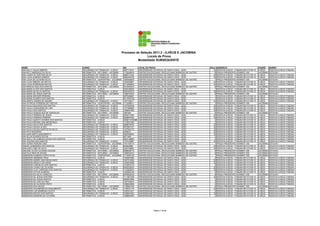 Processo de Seleção 2011.2 - ILHÉUS E JACOBINA
                                                                                              Locais de Prova
                                                                                        Modalidade SUBSEQUENTE

NOME                                    CURSO                                  RG              LOCAL DA PROVA                                     SALA    ENDEREÇO                                CIDADE     BAIRRO
ANA KELLY SALES RIBEIRO                 SEGURANÇA DO TRABALHO - ILHÉUS         0807178101      UNIVERSIDADE ESTADUAL DE SANTA CRUZ - UESC            32   RODOVIA ILHÉUS - ITABUNA BR 415 KM 16   ILHÉUS     RODOVIA ILHÉUS ITABUNA
ANA KELY MARQUES DA SILVA               INFORMÁTICA - NOTURNO - JACOBINA       1133029914      CENTRO EDUCACIONAL DEOCLECIANO BARBOSA DE CASTRO       8   PRAÇA PRESIDENTE KENNEDY 200            JACOBINA   ESTACAO
ANA LAURA DE SANTANA SILVA              SEGURANÇA DO TRABALHO - ILHÉUS         0880731222      UNIVERSIDADE ESTADUAL DE SANTA CRUZ - UESC            32   RODOVIA ILHÉUS - ITABUNA BR 415 KM 16   ILHÉUS     RODOVIA ILHÉUS ITABUNA
ANA LUCIA ALMEIDA SANDES                SEGURANÇA DO TRABALHO - ILHÉUS         0683346130      UNIVERSIDADE ESTADUAL DE SANTA CRUZ - UESC            32   RODOVIA ILHÉUS - ITABUNA BR 415 KM 16   ILHÉUS     RODOVIA ILHÉUS ITABUNA
ANA LUCIA DE OLIVEIRA SILVA             INFORMÁTICA - VESPERTINO - JACOBINA    1264346204      CENTRO EDUCACIONAL DEOCLECIANO BARBOSA DE CASTRO       1   PRAÇA PRESIDENTE KENNEDY 200            JACOBINA   ESTACAO
ANA LUCIA RIBEIRO DE MATOS              SEGURANÇA DO TRABALHO - ILHÉUS         1403293821      UNIVERSIDADE ESTADUAL DE SANTA CRUZ - UESC            32   RODOVIA ILHÉUS - ITABUNA BR 415 KM 16   ILHÉUS     RODOVIA ILHÉUS ITABUNA
ANA LUCIA RODRIGUES MATOS               SEGURANÇA DO TRABALHO - ILHÉUS         0713285052      UNIVERSIDADE ESTADUAL DE SANTA CRUZ - UESC            32   RODOVIA ILHÉUS - ITABUNA BR 415 KM 16   ILHÉUS     RODOVIA ILHÉUS ITABUNA
ANA MARCIA DIAS DOS SANTOS              INFORMÁTICA - NOTURNO - JACOBINA       0913940232      CENTRO EDUCACIONAL DEOCLECIANO BARBOSA DE CASTRO       8   PRAÇA PRESIDENTE KENNEDY 200            JACOBINA   ESTACAO
ANA MARIA ALVES DOS SANTOS              INFORMÁTICA - ILHÉUS                   0320186229      UNIVERSIDADE ESTADUAL DE SANTA CRUZ - UESC             1   RODOVIA ILHÉUS - ITABUNA BR 415 KM 16   ILHÉUS     RODOVIA ILHÉUS ITABUNA
ANA MARIA DA SILVA SANTOS               SEGURANÇA DO TRABALHO - ILHÉUS         0833353314      UNIVERSIDADE ESTADUAL DE SANTA CRUZ - UESC            32   RODOVIA ILHÉUS - ITABUNA BR 415 KM 16   ILHÉUS     RODOVIA ILHÉUS ITABUNA
ANA MARIA DE JESUS SANTOS               INFORMÁTICA - NOTURNO - JACOBINA       1596753323      CENTRO EDUCACIONAL DEOCLECIANO BARBOSA DE CASTRO       8   PRAÇA PRESIDENTE KENNEDY 200            JACOBINA   ESTACAO
ANA MARIA KROGER PEREIRA                INFORMÁTICA - ILHÉUS                   0975389491      UNIVERSIDADE ESTADUAL DE SANTA CRUZ - UESC             1   RODOVIA ILHÉUS - ITABUNA BR 415 KM 16   ILHÉUS     RODOVIA ILHÉUS ITABUNA
ANA MARIA SOARES DOS SANTOS             INFORMÁTICA - ILHÉUS                   0411636138      UNIVERSIDADE ESTADUAL DE SANTA CRUZ - UESC             1   RODOVIA ILHÉUS - ITABUNA BR 415 KM 16   ILHÉUS     RODOVIA ILHÉUS ITABUNA
ANA MARTA GOMES DE AQUINO               SEGURANÇA DO TRABALHO - ILHÉUS         1407108417      UNIVERSIDADE ESTADUAL DE SANTA CRUZ - UESC            32   RODOVIA ILHÉUS - ITABUNA BR 415 KM 16   ILHÉUS     RODOVIA ILHÉUS ITABUNA
ANA PATRÍCIA FERREIRA DE FREITAS        INFORMÁTICA - VESPERTINO - JACOBINA    1113596511      CENTRO EDUCACIONAL DEOCLECIANO BARBOSA DE CASTRO       1   PRAÇA PRESIDENTE KENNEDY 200            JACOBINA   ESTACAO
ANA PAULA BULHOES DOS SANTOS            SEGURANÇA DO TRABALHO - ILHÉUS         1337946796      UNIVERSIDADE ESTADUAL DE SANTA CRUZ - UESC            32   RODOVIA ILHÉUS - ITABUNA BR 415 KM 16   ILHÉUS     RODOVIA ILHÉUS ITABUNA
ANA PAULA CERQUEIRA DE LIMA             SEGURANÇA DO TRABALHO - ILHÉUS         1417998890      UNIVERSIDADE ESTADUAL DE SANTA CRUZ - UESC            32   RODOVIA ILHÉUS - ITABUNA BR 415 KM 16   ILHÉUS     RODOVIA ILHÉUS ITABUNA
ANA PAULA DOS SANTOS                    SEGURANÇA DO TRABALHO - ILHÉUS         1290951845      UNIVERSIDADE ESTADUAL DE SANTA CRUZ - UESC            32   RODOVIA ILHÉUS - ITABUNA BR 415 KM 16   ILHÉUS     RODOVIA ILHÉUS ITABUNA
ANA PAULA GONÇALVES DE CARVALHO         INFORMÁTICA - NOTURNO - JACOBINA       1881545         CENTRO EDUCACIONAL DEOCLECIANO BARBOSA DE CASTRO       8   PRAÇA PRESIDENTE KENNEDY 200            JACOBINA   ESTACAO
ANA PAULA PEREIRA DE JESUS              SEGURANÇA DO TRABALHO - ILHÉUS         0949721093      UNIVERSIDADE ESTADUAL DE SANTA CRUZ - UESC            32   RODOVIA ILHÉUS - ITABUNA BR 415 KM 16   ILHÉUS     RODOVIA ILHÉUS ITABUNA
ANA PAULA PEREIRA PEREIRA               SEGURANÇA DO TRABALHO - ILHÉUS         0848697200      UNIVERSIDADE ESTADUAL DE SANTA CRUZ - UESC            32   RODOVIA ILHÉUS - ITABUNA BR 415 KM 16   ILHÉUS     RODOVIA ILHÉUS ITABUNA
ANA PAULA QUINTO SOARES DOS SANTOS      INFORMÁTICA - ILHÉUS                   2006015194396   UNIVERSIDADE ESTADUAL DE SANTA CRUZ - UESC             2   RODOVIA ILHÉUS - ITABUNA BR 415 KM 16   ILHÉUS     RODOVIA ILHÉUS ITABUNA
ANA PAULA REGINA LIMA MENDONÇA          INFORMÁTICA - ILHÉUS                   1133047300      UNIVERSIDADE ESTADUAL DE SANTA CRUZ - UESC             2   RODOVIA ILHÉUS - ITABUNA BR 415 KM 16   ILHÉUS     RODOVIA ILHÉUS ITABUNA
ANA PAULA SILVA DOS SANTOS              SEGURANÇA DO TRABALHO - ILHÉUS         0869078755      UNIVERSIDADE ESTADUAL DE SANTA CRUZ - UESC            32   RODOVIA ILHÉUS - ITABUNA BR 415 KM 16   ILHÉUS     RODOVIA ILHÉUS ITABUNA
ANA PAULA SOUZA ALVES                   SEGURANÇA DO TRABALHO - ILHÉUS         0672991721      UNIVERSIDADE ESTADUAL DE SANTA CRUZ - UESC            32   RODOVIA ILHÉUS - ITABUNA BR 415 KM 16   ILHÉUS     RODOVIA ILHÉUS ITABUNA
ANA PAULA SOUZA SANTOS DA SILVA         SEGURANÇA DO TRABALHO - ILHÉUS         1207592170      UNIVERSIDADE ESTADUAL DE SANTA CRUZ - UESC            32   RODOVIA ILHÉUS - ITABUNA BR 415 KM 16   ILHÉUS     RODOVIA ILHÉUS ITABUNA
ANA RITA NOGUEIRA                       SEGURANÇA DO TRABALHO - ILHÉUS         4049912         UNIVERSIDADE ESTADUAL DE SANTA CRUZ - UESC            32   RODOVIA ILHÉUS - ITABUNA BR 415 KM 16   ILHÉUS     RODOVIA ILHÉUS ITABUNA
ANA SARA BRITO NASCIMENTO               SEGURANÇA DO TRABALHO - ILHÉUS         0923009523      UNIVERSIDADE ESTADUAL DE SANTA CRUZ - UESC            32   RODOVIA ILHÉUS - ITABUNA BR 415 KM 16   ILHÉUS     RODOVIA ILHÉUS ITABUNA
ANA SILVIA SOARES ROCHA                 INFORMÁTICA - ILHÉUS                   4971466         UNIVERSIDADE ESTADUAL DE SANTA CRUZ - UESC             2   RODOVIA ILHÉUS - ITABUNA BR 415 KM 16   ILHÉUS     RODOVIA ILHÉUS ITABUNA
ANA SUELY DE ALMEIDA SOUZA DOS SANTOS   INFORMÁTICA - ILHÉUS                   0643139800      UNIVERSIDADE ESTADUAL DE SANTA CRUZ - UESC             2   RODOVIA ILHÉUS - ITABUNA BR 415 KM 16   ILHÉUS     RODOVIA ILHÉUS ITABUNA
ANA VALERIA DOS SANTOS                  SEGURANÇA DO TRABALHO - ILHÉUS         1370154887      UNIVERSIDADE ESTADUAL DE SANTA CRUZ - UESC            32   RODOVIA ILHÉUS - ITABUNA BR 415 KM 16   ILHÉUS     RODOVIA ILHÉUS ITABUNA
ANA VERNA PEREIRA DIAS                  INFORMÁTICA - VESPERTINO - JACOBINA    1401708714      CENTRO EDUCACIONAL DEOCLECIANO BARBOSA DE CASTRO       1   PRAÇA PRESIDENTE KENNEDY 200            JACOBINA   ESTACAO
ANAIDE GUIMARAES DOS SANTOS             SEGURANÇA DO TRABALHO - ILHÉUS         644645806       UNIVERSIDADE ESTADUAL DE SANTA CRUZ - UESC            32   RODOVIA ILHÉUS - ITABUNA BR 415 KM 16   ILHÉUS     RODOVIA ILHÉUS ITABUNA
ANAILDES LOME DA SILVA                  SEGURANÇA DO TRABALHO - ILHÉUS         0352756853      UNIVERSIDADE ESTADUAL DE SANTA CRUZ - UESC            32   RODOVIA ILHÉUS - ITABUNA BR 415 KM 16   ILHÉUS     RODOVIA ILHÉUS ITABUNA
ANALENE ALVES OLIVEIRA CHAVES           INFORMÁTICA - NOTURNO - JACOBINA       0808555715      CENTRO EDUCACIONAL DEOCLECIANO BARBOSA DE CASTRO       8   PRAÇA PRESIDENTE KENNEDY 200            JACOBINA   ESTACAO
ANATALIA REIS DE SOUSA                  INFORMÁTICA - NOTURNO - JACOBINA       1286553210      CENTRO EDUCACIONAL DEOCLECIANO BARBOSA DE CASTRO       8   PRAÇA PRESIDENTE KENNEDY 200            JACOBINA   ESTACAO
ANDERSON ALMEIDA COSTA FILHO            INFORMÁTICA - VESPERTINO - JACOBINA    1174593130      CENTRO EDUCACIONAL DEOCLECIANO BARBOSA DE CASTRO       1   PRAÇA PRESIDENTE KENNEDY 200            JACOBINA   ESTACAO
ANDERSON ANDRADE CRUZ                   INFORMÁTICA - ILHÉUS                   1535467860      UNIVERSIDADE ESTADUAL DE SANTA CRUZ - UESC             2   RODOVIA ILHÉUS - ITABUNA BR 415 KM 16   ILHÉUS     RODOVIA ILHÉUS ITABUNA
ANDERSON ANDRE LIMA MAGALHAES           SEGURANÇA DO TRABALHO - ILHÉUS         1007210362      UNIVERSIDADE ESTADUAL DE SANTA CRUZ - UESC            32   RODOVIA ILHÉUS - ITABUNA BR 415 KM 16   ILHÉUS     RODOVIA ILHÉUS ITABUNA
ANDERSON ARGOLO DE ASSIS                SEGURANÇA DO TRABALHO - ILHÉUS         1304935469      UNIVERSIDADE ESTADUAL DE SANTA CRUZ - UESC            32   RODOVIA ILHÉUS - ITABUNA BR 415 KM 16   ILHÉUS     RODOVIA ILHÉUS ITABUNA
ANDERSON CARVALHO DOS SANTOS            INFORMÁTICA - ILHÉUS                   1313819115      UNIVERSIDADE ESTADUAL DE SANTA CRUZ - UESC             2   RODOVIA ILHÉUS - ITABUNA BR 415 KM 16   ILHÉUS     RODOVIA ILHÉUS ITABUNA
ANDERSON CASSIO DE OLIVEIRA             SEGURANÇA DO TRABALHO - ILHÉUS         5052022679      UNIVERSIDADE ESTADUAL DE SANTA CRUZ - UESC            32   RODOVIA ILHÉUS - ITABUNA BR 415 KM 16   ILHÉUS     RODOVIA ILHÉUS ITABUNA
ANDERSON CLAY CARDOSO DOS SANTOS        SEGURANÇA DO TRABALHO - ILHÉUS         1133262970      UNIVERSIDADE ESTADUAL DE SANTA CRUZ - UESC            32   RODOVIA ILHÉUS - ITABUNA BR 415 KM 16   ILHÉUS     RODOVIA ILHÉUS ITABUNA
ANDERSON COTIAS ALMEIDA                 INFORMÁTICA - ILHÉUS                   1323940146      UNIVERSIDADE ESTADUAL DE SANTA CRUZ - UESC             2   RODOVIA ILHÉUS - ITABUNA BR 415 KM 16   ILHÉUS     RODOVIA ILHÉUS ITABUNA
ANDERSON DA SILVA CARDOZO               INFORMÁTICA - NOTURNO - JACOBINA       0976956705      CENTRO EDUCACIONAL DEOCLECIANO BARBOSA DE CASTRO       8   PRAÇA PRESIDENTE KENNEDY 200            JACOBINA   ESTACAO
ANDERSON DE JESUS SANTANA               SEGURANÇA DO TRABALHO - ILHÉUS         1111807329      UNIVERSIDADE ESTADUAL DE SANTA CRUZ - UESC            32   RODOVIA ILHÉUS - ITABUNA BR 415 KM 16   ILHÉUS     RODOVIA ILHÉUS ITABUNA
ANDERSON DE JESUS SANTOS                INFORMÁTICA - ILHÉUS                   0582057566      UNIVERSIDADE ESTADUAL DE SANTA CRUZ - UESC             2   RODOVIA ILHÉUS - ITABUNA BR 415 KM 16   ILHÉUS     RODOVIA ILHÉUS ITABUNA
ANDERSON DE LIMA SILVINO                INFORMÁTICA - ILHÉUS                   1467432610      UNIVERSIDADE ESTADUAL DE SANTA CRUZ - UESC             2   RODOVIA ILHÉUS - ITABUNA BR 415 KM 16   ILHÉUS     RODOVIA ILHÉUS ITABUNA
ANDERSON DE OLIVEIRA PINTO              INFORMÁTICA - ILHÉUS                   1284633926      UNIVERSIDADE ESTADUAL DE SANTA CRUZ - UESC             2   RODOVIA ILHÉUS - ITABUNA BR 415 KM 16   ILHÉUS     RODOVIA ILHÉUS ITABUNA
ANDERSON DOS ANJOS                      INFORMÁTICA - NOTURNO - JACOBINA       1156900182      CENTRO EDUCACIONAL DEOCLECIANO BARBOSA DE CASTRO       8   PRAÇA PRESIDENTE KENNEDY 200            JACOBINA   ESTACAO
ANDERSON GOLDMANN DO NASCIMENTO         SEGURANÇA DO TRABALHO - ILHÉUS         1158181116      UNIVERSIDADE ESTADUAL DE SANTA CRUZ - UESC            32   RODOVIA ILHÉUS - ITABUNA BR 415 KM 16   ILHÉUS     RODOVIA ILHÉUS ITABUNA
ANDERSON LUIZ BARBOSA COUTO             INFORMÁTICA - ILHÉUS                   1347813411      UNIVERSIDADE ESTADUAL DE SANTA CRUZ - UESC             2   RODOVIA ILHÉUS - ITABUNA BR 415 KM 16   ILHÉUS     RODOVIA ILHÉUS ITABUNA
ANDERSON MATOS DOS SANTOS               SEGURANÇA DO TRABALHO - ILHÉUS         1300647264      UNIVERSIDADE ESTADUAL DE SANTA CRUZ - UESC            32   RODOVIA ILHÉUS - ITABUNA BR 415 KM 16   ILHÉUS     RODOVIA ILHÉUS ITABUNA
ANDERSON MOREIRA DE OLIVEIRA            INFORMÁTICA - ILHÉUS                   1296825000      UNIVERSIDADE ESTADUAL DE SANTA CRUZ - UESC             2   RODOVIA ILHÉUS - ITABUNA BR 415 KM 16   ILHÉUS     RODOVIA ILHÉUS ITABUNA




                                                                                                           Página 7 de 89
 