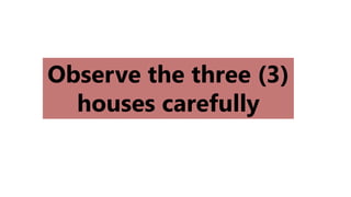 Observe the three (3)
houses carefully
 