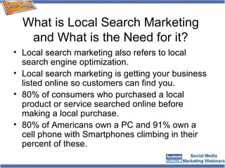 What is Local Search Marketing and What is the Need for it? ,[object Object],[object Object],[object Object],[object Object]