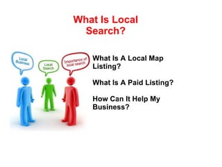 What Is A Local Map Listing? What Is A Paid Listing? How Can It Help My Business? What Is Local Search? 