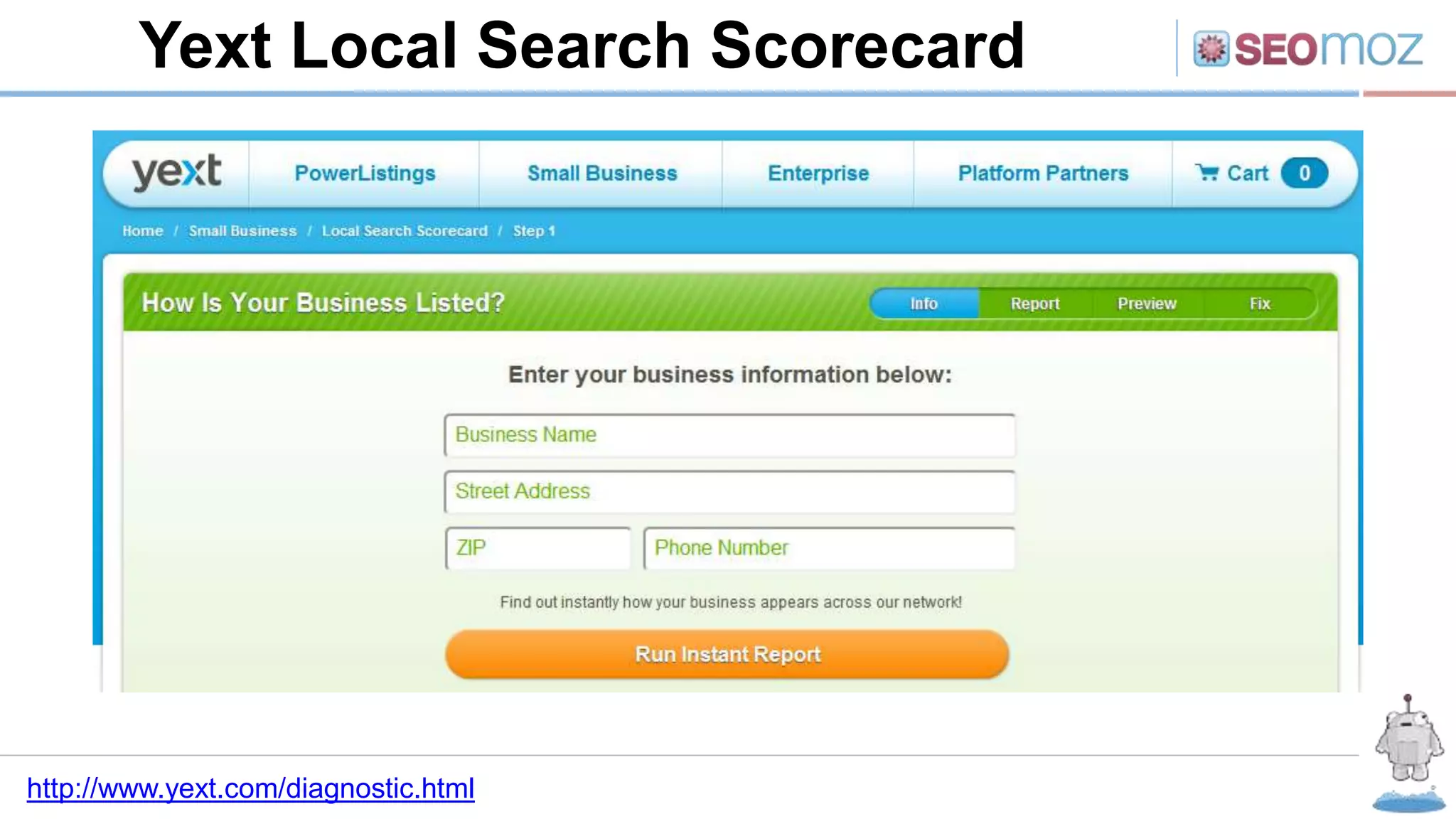 Yext Local Search Scorecard
http://www.yext.com/diagnostic.html
 