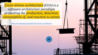 @SimonAubury
“
Event-driven architecture (EDA) is a
software architecture paradigm
promoting the production, detection,
consumption of, and reaction to events.
https://en.wikipedia.org/wiki/Event-driven_architecture
 