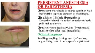 Local anaesthesia complications | PPTX