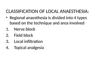 LOCAL ANAESTHESIA IN otorhinolaryngology | PPTX