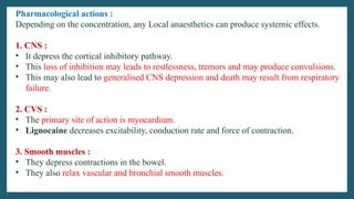 Local Effect Is PHARMACOLOGY OF LOCAL ANAESTHETICS-BPHARM | PPTX