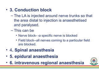 Local Anesthesia Field Block Local anesthesia refers to a medical technique that temporarily blocks ...
