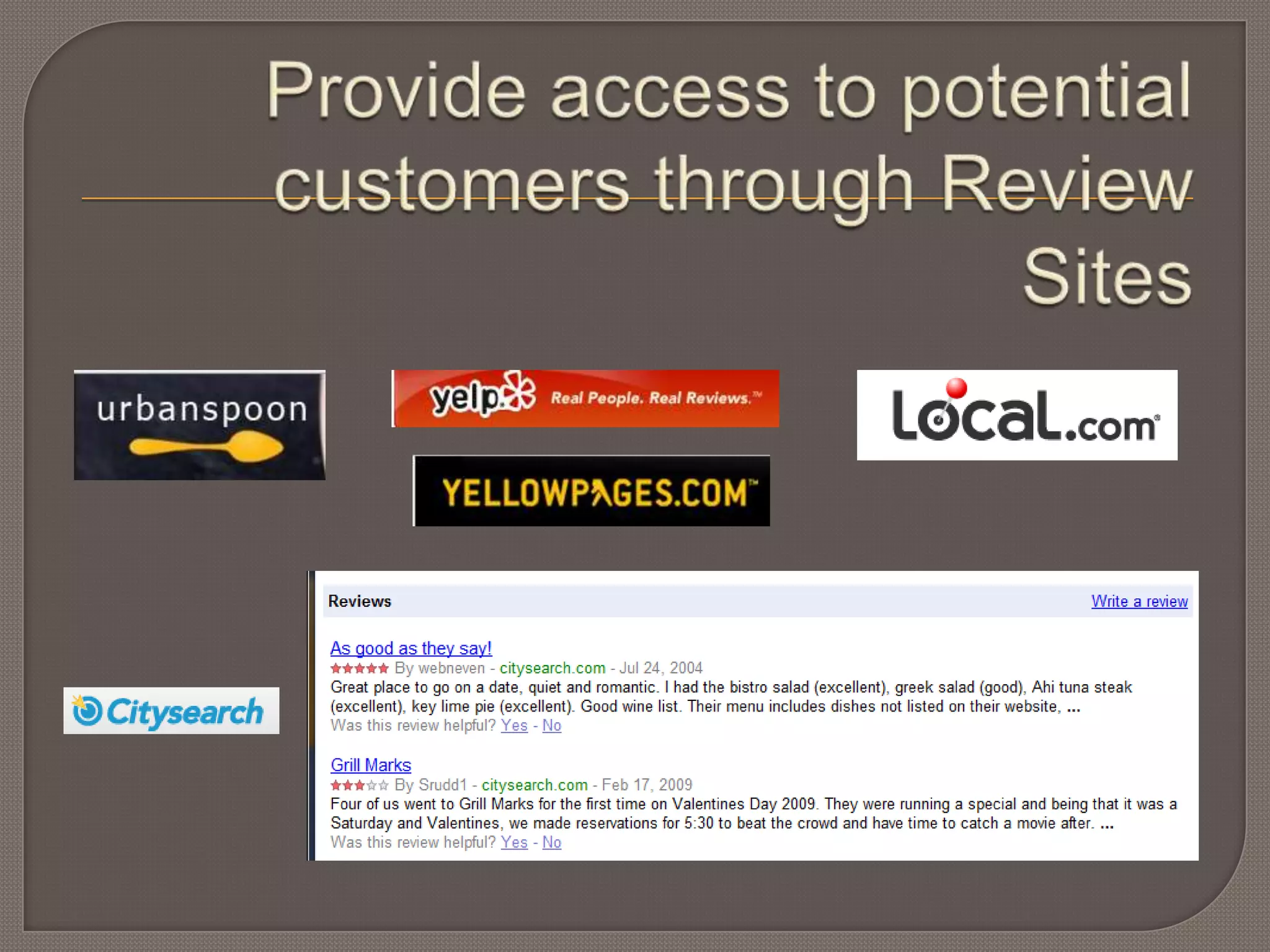 Elements of Google Place Listing Business Name