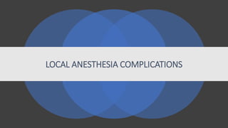 LOCAL ANESTHESIA COMPLICATIONS
 