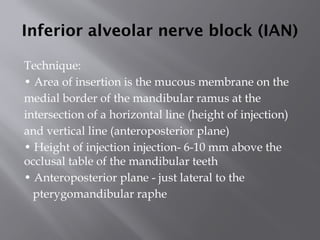 Ian Injection Map LOCAL ANESTHESIA ITS TYPES/ CLASSIFICATION/ MECHANISM OF ACTION USES ...