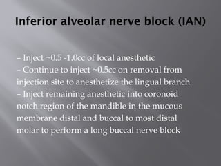 Ian Block Injection LOCAL ANESTHESIA ITS TYPES/ CLASSIFICATION/ MECHANISM OF ACTION USES ...