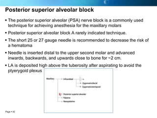 Posterior superior alveolar block
 The posterior superior alveolar (PSA) nerve block is a commonly used
  technique for a...