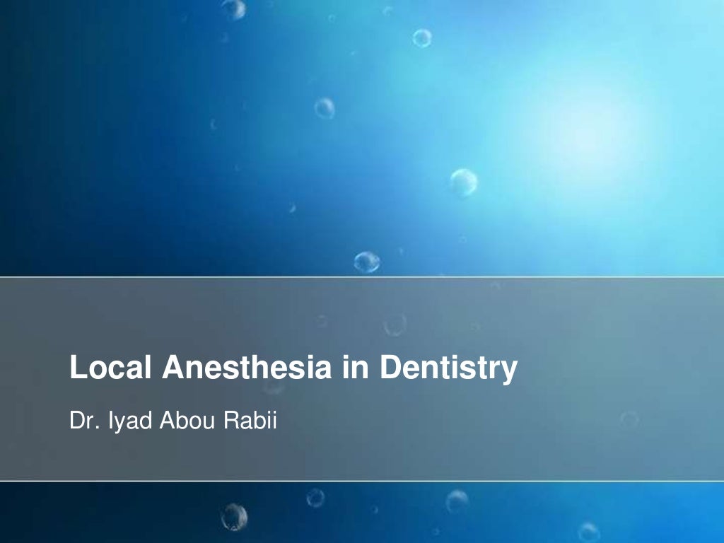 Local anesthesia techniques