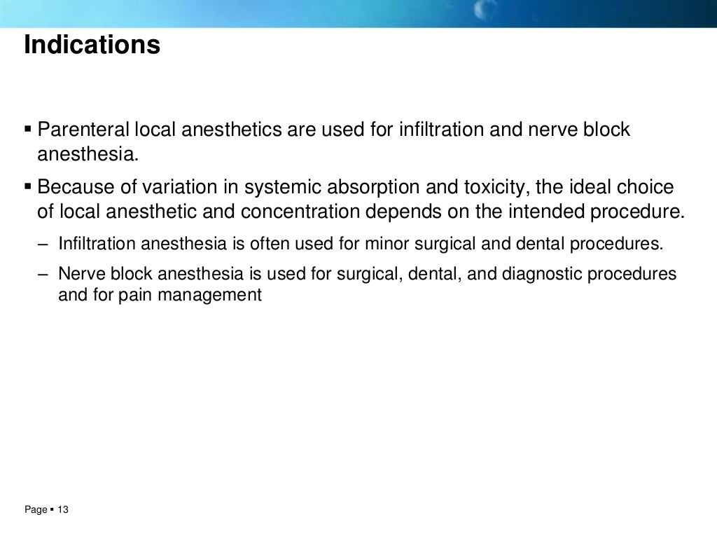 Local anesthesia techniques