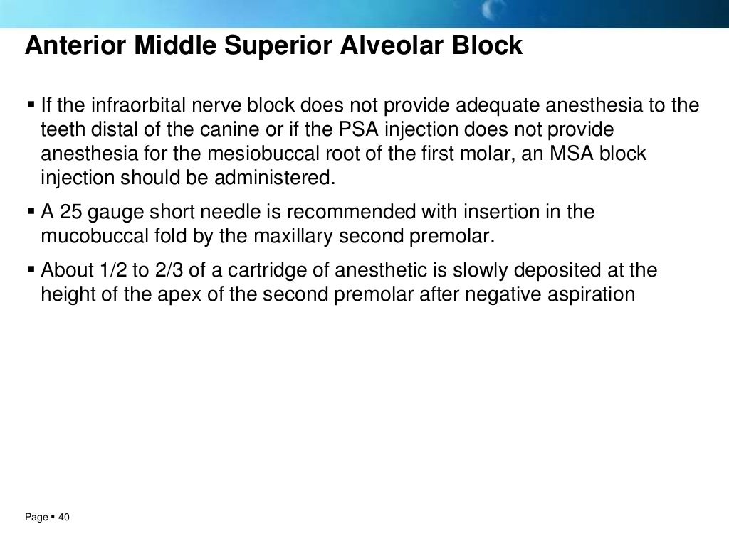 Local anesthesia techniques