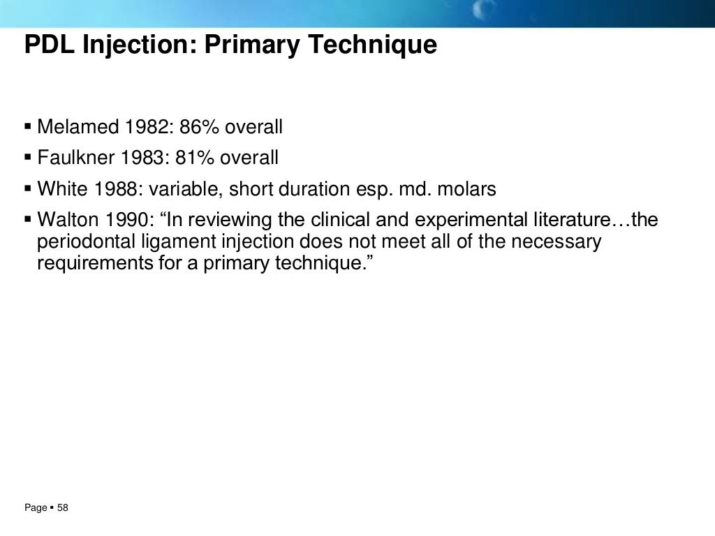 Local anesthesia techniques