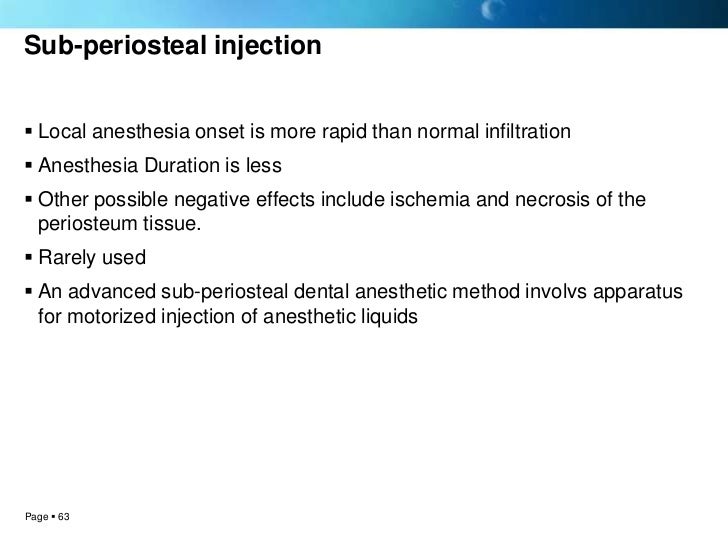 Local anesthesia techniques