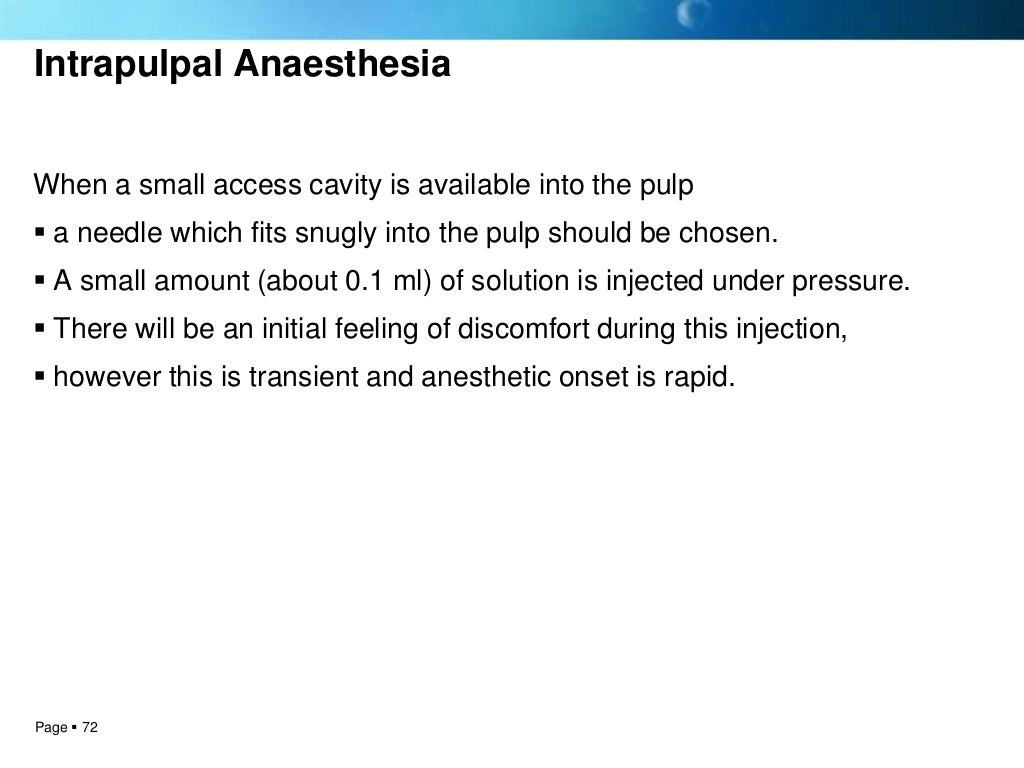 Local anesthesia techniques