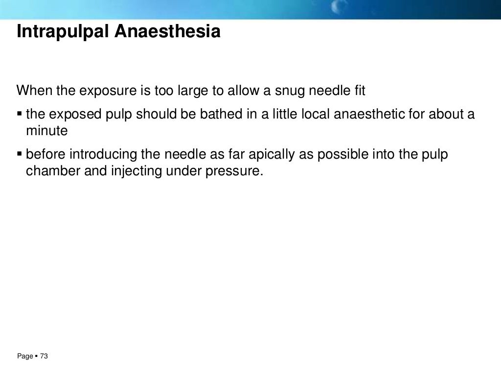 Local anesthesia techniques