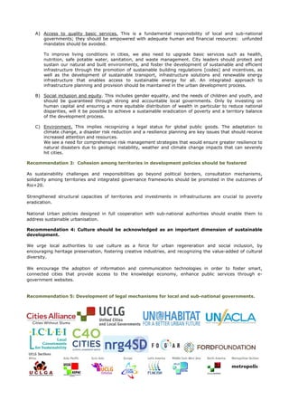 A) Access to quality basic services. This is a fundamental responsibility of local and sub-national
      governments; the...