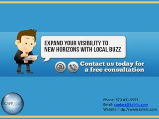 Phone: 570-431-9593
Email: contact@kafellc.com
Website: http://www.kafellc.com
 